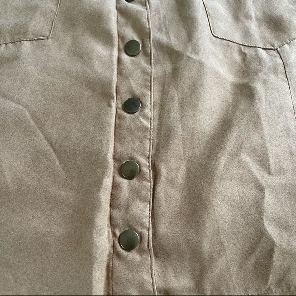 Wild Blue Sadie Robertson Collection Faux Suede Tan Mini Skirt Large Boho Y2K - Picture 2 of 7